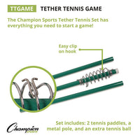 Tether Tennis Game Set, Two Paddles, Two Tennis Balls