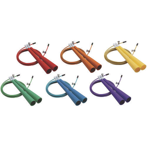 Double Bearing Speed Jump Rope Set, 9 Ft, Assorted Colors, 6/set