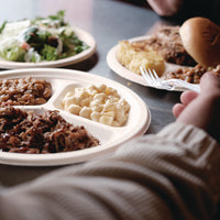 Compostable Fiber Dinnerware, Proplanet Seal, 3-compartment Plate, 10.2" Dia, Natural, 500/carton