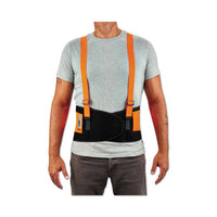 Proflex 100hv Economy Hi-vis Spandex Back Support Brace, Medium, 30" To 34" Waist, Black/orange, Ships In 1-3 Business Days