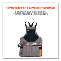 Arsenal 5705 Extended Length Canvas Tool Apron, 13 Compartments, 25.5 X 34, Canvas, Gray, Ships In 1-3 Business Days