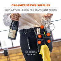 Arsenal 5716 Server Apron Pouch With Pockets, 5 Compartments, 11 X 10, Nylon, Black, Ships In 1-3 Business Days
