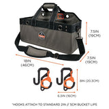 Arsenal 5846 Bucket Truck Tool Bag, Locking Aerial Bucket Hooks, 11 Comp/5 Grommets, 18x7.5x7.5, Gray, Ships In 1-3 Bus Days