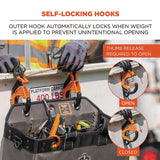 Squids 3178 Locking Aerial Bucket Hook, Tethering Pt, 9.06 X 7.09 X 2.17, Black/orange, Max 40 Lb, 2/pk,ships In 1-3 Bus Days