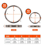Squids 3785 Split Ring Tool Attachment, 2 Lb Max Working Capacity, 1.5" Dia, Silver, 10/pack, Ships In 1-3 Business Days