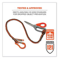 Squids 3100f(x) Tool Lanyard W/aluminum Carabiner+loop, 10 Lb Max Work Cap, 38" To 48",orange/gray,ships In 1-3 Business Days