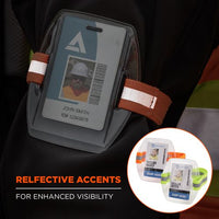 Squids 3386 Arm Band Id/badge Holder, Vertical, Hi-vis Orange 3.75 X 4.25 For 2.5 X 4 Insert, 10/pack, Ships In 1-3 Bus Days