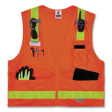 Glowear 8250zhg Class 2 Hi-gloss Surveyors Zipper Vest, Polyester, Small/medium, Orange, Ships In 1-3 Business Days