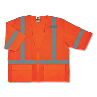 Glowear 8320z Class 3 Standard Zipper Vest, Polyester, 4x-large/5x-large, Orange, Ships In 1-3 Business Days
