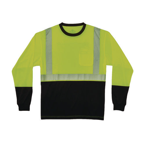 Glowear 8281bk Class 2 Long Sleeve Shirt With Black Bottom, 5x-large Long, Lime