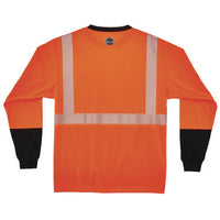 Glowear 8281bk Class 2 Long Sleeve Shirt With Black Bottom, Large Long, Orange