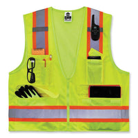 Glowear 8248z Class 2 Two-tone Surveyors Zipper Vest, Polyester, 4x-large/5x-large, Lime, Ships In 1-3 Business Days