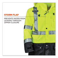 Glowear 8365bk Class 3 Hi-vis Rain Jacket Black Bottom, Small, Lime, Ships In 1-3 Business Days