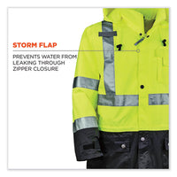 Glowear 8365bk Class 3 Hi-vis Rain Jacket Black Bottom, Large, Lime, Ships In 1-3 Business Days