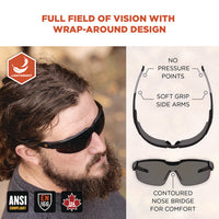 Skullerz Dellenger Anti-scratch/enhanced Anti-fog Safety Glasses, Adj Temple/black Frame,smoke Polylens,ships In 1-3 Bus Days