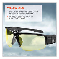 Skullerz Dagr Safety Glasses, Black Nylon Impact Frame, Yellow Polycarbonate Lens, Ships In 1-3 Business Days