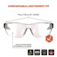Skullerz Vali Anti-scratch/enhanced Anti-fog Safety Glasses, Matte Black Frameless, Clear Polycarb Lens,ships In 1-3 Bus Days