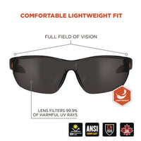 Skullerz Vali Anti-scratch/enhanced Anti-fog Safety Glasses, Matte Black Frameless, Smoke Polycarb Lens,ships In 1-3 Bus Days