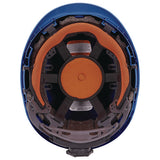 Skullerz 8977 Class C Safety Helmet With Adjustable Venting, 6-point Ratchet Suspension, Blue