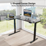 L-shaped Standing Desk, Left Desk, 60" X 43.69" X 29.88" To 48.38", Black