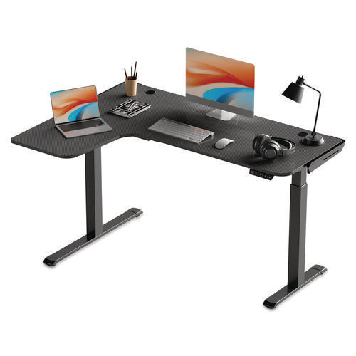 L-shaped Standing Desk, Left Desk, 60" X 43.69" X 29.88" To 48.38", Black