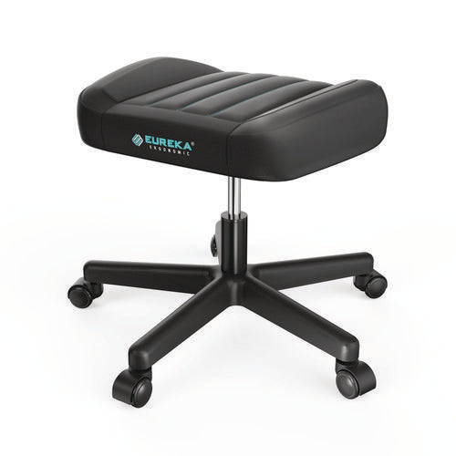 Footstool With Wheels, 19.25 X 17.38 X 14.63 To 17.75, Black