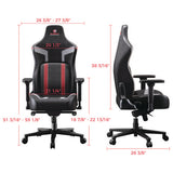 Python Ii Ergonomic Chair, Supports Up To 300 Lb, 18.88" To 22.83" Seat Height, Black Fabric Seat, Black/red Fabric Back