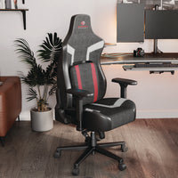 Python Ii Ergonomic Chair, Supports Up To 300 Lb, 18.88" To 22.83" Seat Height, Black Fabric Seat, Black/red Fabric Back