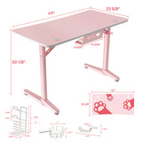 Cute Gaming Desk, 47" X 23.63" X 30.13", Pink