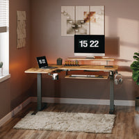 L-shaped Standing Desk With Keyboard Tray, Left Desk, 61.25" X 43.25" X 34.38" To 52.88", Rustic Brown/black