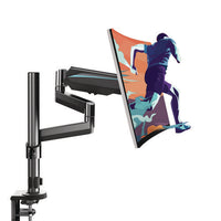 Single Monitor Arm, For 32" Monitors, 90 Deg Rotation, 35 Deg Tilt, 360 Deg Pan, Black, Supports 17.6 Lbs