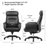 Royal Executive Office Chair, Support Up To 300 Lb, 19.46"-22.26" Seat Height, Black Pu Leather Seat, Black Faux Leather Back