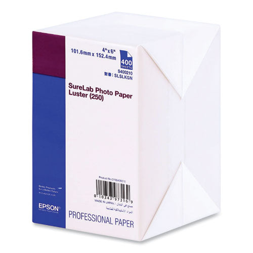 Surelab Photo Paper, 4 X 6, Luster White, 400/pack