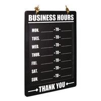 Business Hours Indoor/outdoor Hanging Chalkboard, 10 X 0.38 X 20.75, Black/white