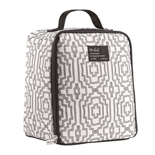 Lunch Bag, 8 X 6 X 10, Black And White Geometric