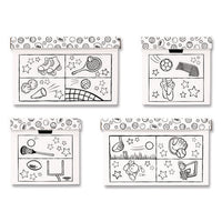 At Play Color In Toy Box, Sports Design, 1 Section, 5.25 Cu Ft, 28" X 18" X 18", White/black