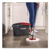 Ezwring Spin Mop System, White Microfiber Head, Up To 51" Adjustable Red/gray Handle