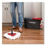 Ezwring Spin Mop System, White Microfiber Head, Up To 51" Adjustable Red/gray Handle