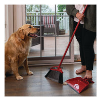 Powercorner Pet Pro Broom And Step-on Dust Pan, 48" Handle, Red/black/gray