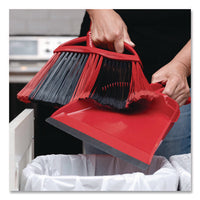 One Sweep Lg Broom With Dustpan, 57" Handle, Red/black/gray