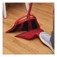 One Sweep Lg Broom With Dustpan, 57" Handle, Red/black/gray