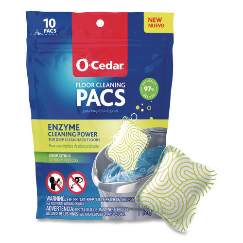 Cleaning Pacs, Crisp Citrus Scent, 10/pack, 8 Packs/carton