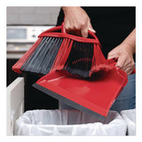 One Sweep Broom With Dustpan, 53.88" Handle, Red/black/gray