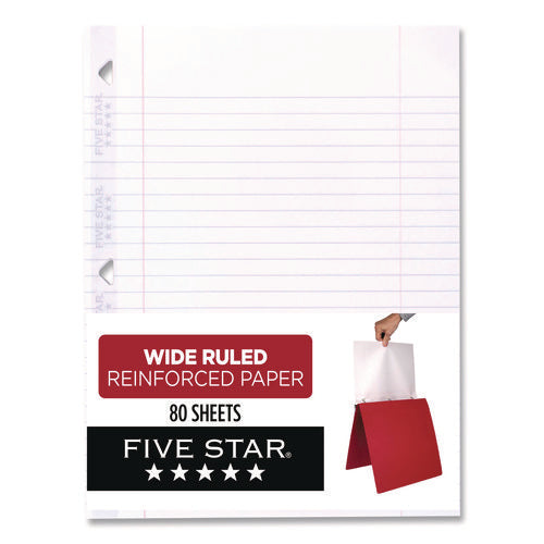 Reinforced Filler Paper, 3-hole, 8 X 10.5, Wide/legal Rule, 80/pack