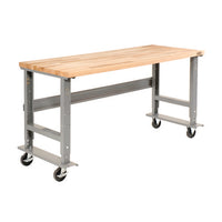 Light Duty Butcher Block Top Adjustable Height Workbench, 800 Lbs, 48 X 30 X 36 To 43, Gray, Ships In 1-3 Business Days