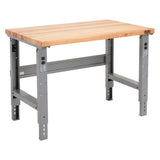 Standard Duty Butcher Block Top Adjustable Height Workbench, 48 X 30 X 30.88 To 36.88, Gray, Ships In 1-3 Business Days