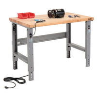 Standard Duty Butcher Block Top Adjustable Height Workbench, 48 X 30 X 30.88 To 36.88, Gray, Ships In 1-3 Business Days