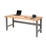 Standard Duty Butcher Block Top Adj Height Workbench, 2,000 Lbs, 72 X 30 X 30.88 To 36.88, Maple/gray, Ships In 1-3 Bus. Days