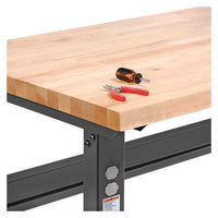 Standard Duty Butcher Block Top Adj Height Workbench, 2,000 Lbs, 72 X 36 X 30.88 X 36.88, Maple/black, Ships In 1-3 Bus. Days