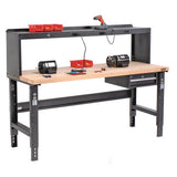 Standard Duty Butcher Block Top Adj Height Workbench, 2,000 Lbs, 72 X 36 X 30.88 X 36.88, Maple/black, Ships In 1-3 Bus. Days